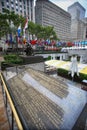 New York, USA Ã¢â¬â August 23, 2018: Rockefeller Center, flagpoles Royalty Free Stock Photo